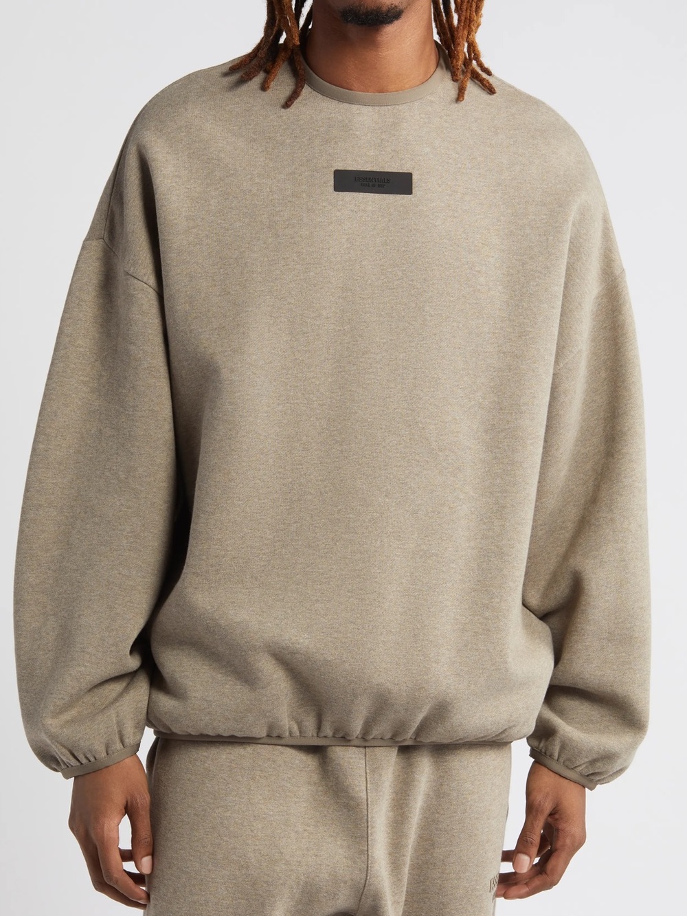 Fear of God Essentials Oversized Crewneck Sweatshirt Heather Grey Taupe